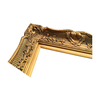 Cadre de miroir à suspension murale en résine de bois, Vintage, 1 pièce, feuille dorée, miroir, sculpture