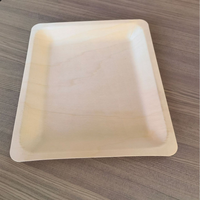 Assiettes carrées en bois jetables biodégradables, écologiques, compostables, pour mariage, fête, restauration, vente en gros