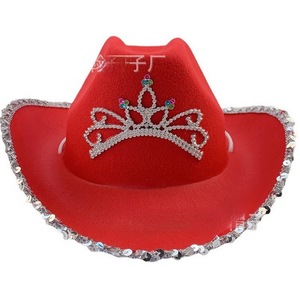 <span class=keywords><strong>Sombrero</strong></span> de Vaquera Rosa con Lentejuelas y Diseño de Corona de <span class=keywords><strong>Princesa</strong></span> - Product Image 1