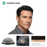Prothèse capillaire invisible V-Loop ultra-fine en cheveux indiens de 0,03 mm, système de remplacement capillaire, 64 couleurs en stock, pour hommes