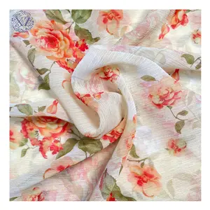 Lightness Wrinkle-Resistant Crepe Fabric Floral Fabric 100% Polyester Digital Printing Chiffon Fabric