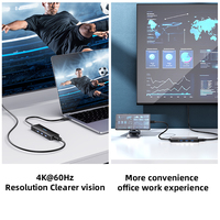 RSHTECH pembaca kartu SD/TF, Hub USB 3.0 4K 60Hz 100W PD pengisian daya USB 7 in 1 untuk PC dan Macbook