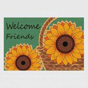 Alfombrillas de fibra de coco naturales hechas a mano con estampado de girasol, lavables y duraderas para la oficina moderna y la entrada del hotel, hermosa protección contra el polvo - Product Image 1