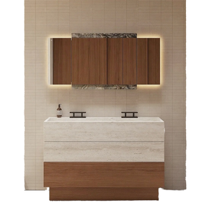Chất lượng cao sang trọng phòng tắm Vanity tùy chỉnh kích thước navona travertine Vanity và tường Ốp travertine hiện đại bồn rửa - Product Image 1