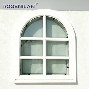 Fenêtres fixes arquées résistantes aux ouragans sur mesure de l'usine Rogenilan, fenêtres en aluminium à double vitrage Low-E avec grilles - Product Image 4