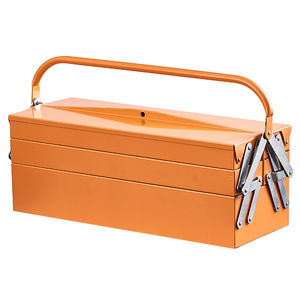 Orange Cantilever Tool Box Metal 3 Tray Storage Tool Box With Handle for Indoor Outdoor Use