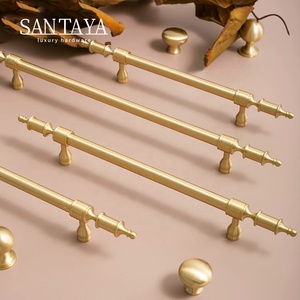 Gagang Kabinet Dapur Santaya Solid Brushed Brass, Kenop Laci Lemari Kamar Tidur, Gagang Furnitur - Product Image 5
