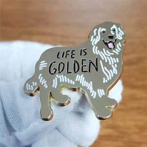LA VIE EST DORÉE Broche <span class=keywords><strong>Golden</strong></span> <span class=keywords><strong>Retriever</strong></span> Pins Émail dur Insigne de collectionneur merveilleux pour les amoureux des chiens Cadeau de bijoux - Product Image 3