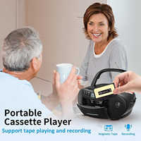 Reproductor de CD portátil personalizado de fábrica con transmisión de música por BT, radio AM/FM USB, función de grabación de cinta con control remoto para uso en casa y al aire libre.