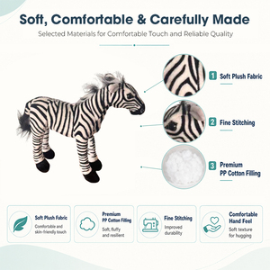 Peluche Realista de Cebra Rayada, Juguete de Peluche Suave de Safari Africano <span class=keywords><strong>para</strong></span> Educación sobre la Naturaleza y Decoración de Fiestas Temáticas de Animales - Product Image 2