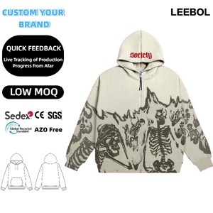 <span class=keywords><strong>Felpa</strong></span> <span class=keywords><strong>con</strong></span> <span class=keywords><strong>Cappuccio</strong></span> da Uomo Stile Y2K Retrò <span class=keywords><strong>con</strong></span> Stampa <span class=keywords><strong>Scheletro</strong></span>, Oversize, Casual, <span class=keywords><strong>con</strong></span> Zip Integrale, 100% Cotone - Product Image 1