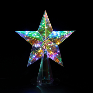 Handcrafted 3D Luminous Prismatic Iridescent <b>Star</b> Christmas Tree Topper Holographic PET USB Powered 20 <b>LEDs</b> Modern Holiday Decor - Product Image 3