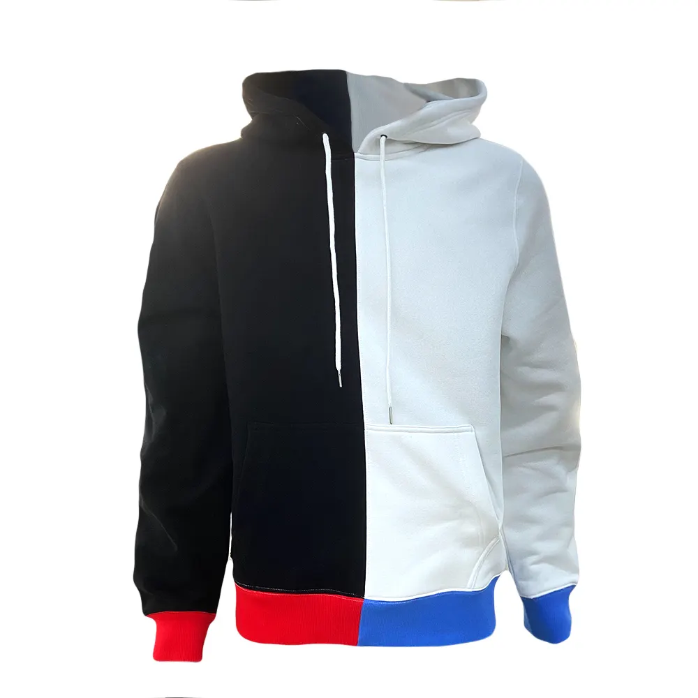 주문 남자 무거운 면 2 음색 Hoodie 평야 색깔 구획 우연한 스웨터 양털 Hoodie