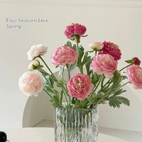 Bouquet de Ranunculus Artificiels en Soie Écologique Premium, Décoration Florale Française pour Mariages, Centres de Table, Décoration de Table à Manger, Accessoires Photo