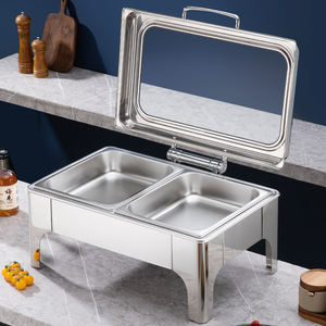 Réchaud de <span class=keywords><strong>buffet</strong></span> rectangulaire professionnel en acier inoxydable 440W - Chauffage à l'alcool/électrique pour restaurant et cantine - Product Image 4