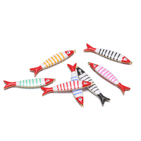 Pendentif en forme de poisson en émail coloré arc-en-ciel en acier inoxydable plaqué or 18 carats de style océanique mignon pour la fabrication de colliers de bijoux