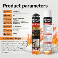 Mousse expansive en polyuréthane ignifuge de classe B2, scellant pour isolation thermique et ignifuge pour la construction, les portes et les fenêtres, pour le remplissage