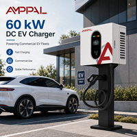 Solution de recharge rapide DC fiable AMPPAL 60KW pour déploiement commercial, stationnement public, accès RFID, chargeur DC EV extérieur stable