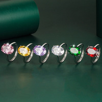 YL cincin elips berlian besar warna baru, Set berlian kotak kuning modis pada aksesori Zircon perhiasan hidup modis