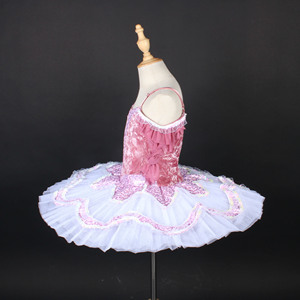 Swan Lake Ballet <span class=keywords><strong>Dress</strong></span> rosa Lantejoula Fluffy Stage Performance Dance Costume Manga Longa Malha Tutu Vestidos Treinamento Dancewear - Product Image 3