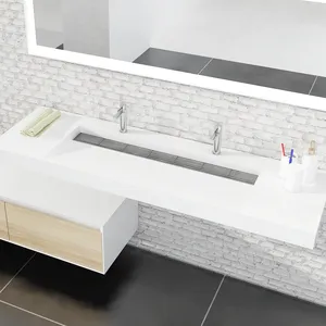 Lavabo da bagno sospeso dal design italiano con superficie solida in pietra artificiale lavelli da appoggio solidi Shampoo lavelli da bagno