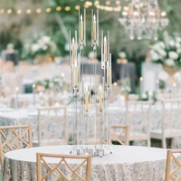 Centre de table de mariage, support de bougie en acrylique, 5 bras, 8 bras, candélabres transparents pour table