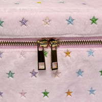 Logo de broderie personnalisé velours doux éponge femmes dames poignée supérieure élastique porte-brosse cosmétique maquillage sac vanity case