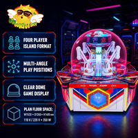 Machine de jeu d'arcade Starburst Box Island pour 4 joueurs avec dôme transparent et bras mécanique pour centres de divertissement familial