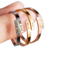 Grenz überschreitende heiß verkaufte Edelstahl vergoldete DIY Gravur verstellbare offene Ring Naturstein Frauen Ring Geschenk Paar