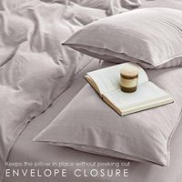 Ensemble de draps de lit Queen Size 100% lin français |   Respirant, Rafraîchissant, Durable, Motif Uni, Pochette Profonde de 16 Pouces, 4 Pièces
