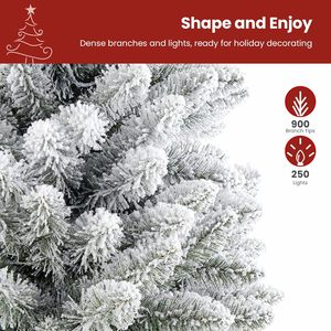SHareconn Albero di Natale Artificiale in Abete da 1,8 m con 500 Luci Incandescenti Bianco Caldo, Effetto Neve, Base Pieghevole, 900 Punte di Rami - Product Image 5