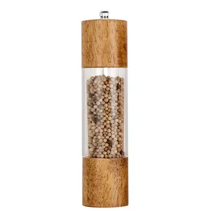 Manual natural wooden sea salt and pepper grinder and mill