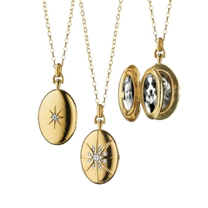 Locket « Premier » à quatre images avec éclats d'étoiles en argent sterling 925, 1,25 pouces, peut contenir 4 photos - Product Image 1