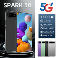 Smartphone Spark 50 5G Kamera 108MP Layar HD 7,3 Inci Pengenal Wajah 16GB+1TB Cocok untuk Gaming Selfie Perjalanan Sehari-hari Kantor