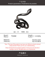 Bague Serpent Ouverte Ajustable en Acier Inoxydable, Style Punk Gothique, Noir Argenté, Anti-ternissement, Bijou Unisexe Tendance
