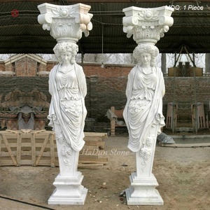 Mano tallada ornamentales blanco estatua de piedra <span class=keywords><strong>casa</strong></span> <span class=keywords><strong>Pilar</strong></span> diseño - Product Image 2