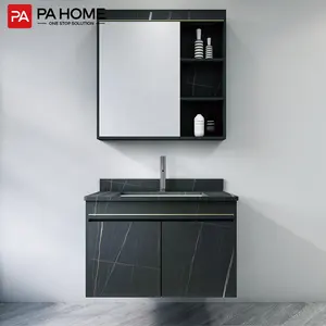 PA wholesale luxury bathroom cabinet set European black bathroom vanity