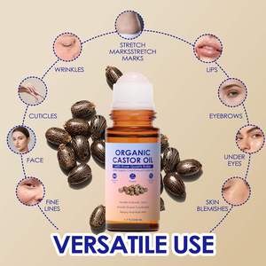 Aceite de Ricino Orgánico con Rodillo de Cuarzo Rosa 50ML, Aceite Portador Prensado en Frío Extra Virgen para el Cuidado de la Piel - Product Image 3