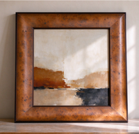 Moulure de cadre photo en bois massif 71x40mm, profil incurvé en bois de racine brun clair, pour peinture à l'huile et décoration