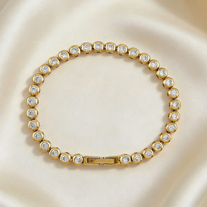 2026 18K Gold Plated 316Stainless Steel Bubble Tennis Bracelet for Women <b>Men</b> Cubic Zirconia Iced Out Link Chain Jewelry - Product Image 4