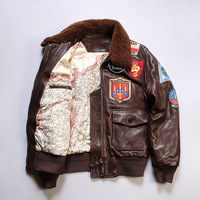 Veste en cuir véritable G1 Bomber de haute qualité, épaisse, unisexe, col en agneau, vêtements décontractés en cuir de vache et coton