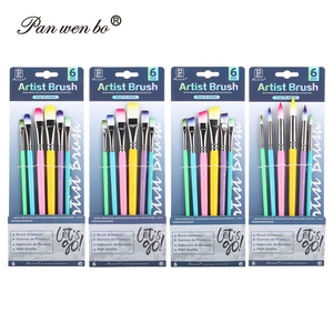 Panwenbo Macaron colorido 6 uds pincel de pintura plana 20mm pelo de nailon acuarela <span class=keywords><strong>artista</strong></span> pintura pincel conjunto para pintura acrílica - Product Image 6