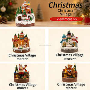 Décoration de village de Noël éclairée par LED rotative - Ornement de table en résine peint à la main pour la maison et les fêtes - Product Image 2