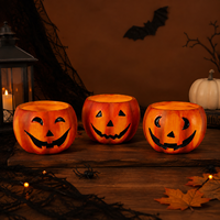 Joli pot de fleurs/succulentes en porcelaine, design citrouille Jack O'Lantern, moderne et contemporain, écologique, pour l'automne et Thanksgiving, à poser au sol