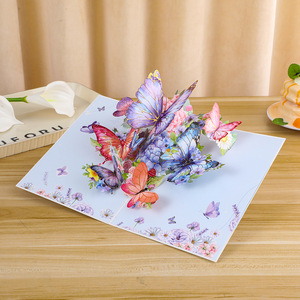 Meilleure vente Fleurs Papillons 3D Pop up Carte postale Invitations de mariage Cartes Saint-Valentin Cadeaux d'anniversaire Carte de vœux - Product Image 6