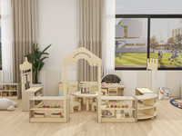 Ensemble de meubles pour enfants en bois, style moderne Montessori, bureaux, chaises et armoires pour la conception des salles de classe