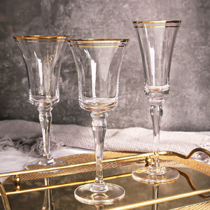 Décoration de mariage bordure dorée coupe à vin rouge fête verrerie pied haut tasse à eau Banquet bord doré tasse à vin blanc - Product Image 3