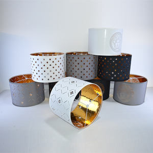 <span class=keywords><strong>Paralume</strong></span> Conico in Cristallo Cavo per Lampada da Tavolo, Lampadario e Lampada da Terra in Tessuto TC e Materiale PVC <span class=keywords><strong>Dorato</strong></span> - Product Image 3