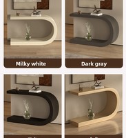 Console d'entrée moderne de style italien en métal couleur crème, table d'appoint artistique de luxe haut de gamme avec étagère de rangement, mobilier de salon