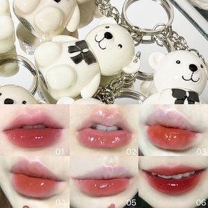 Portachiavi <span class=keywords><strong>ART</strong></span> VALUE con Specchio e Tinta Labbra a Forma di Orsetto, Rossetto Liquido Vellutato, Lucidalabbra Rosa Cenere Nude, Makeup Duraturo per Donne - Product Image 2